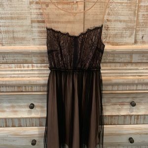 Sheer Nude and Black Lace Dress
